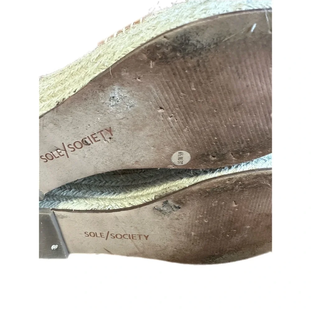 Sole Society Espadrille Platform Wedge Sandals‎ Leather Buckle Ankle Strap 6.5